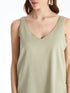 LC Waikiki V-Neck Plain Linen Blend Women's Blouse